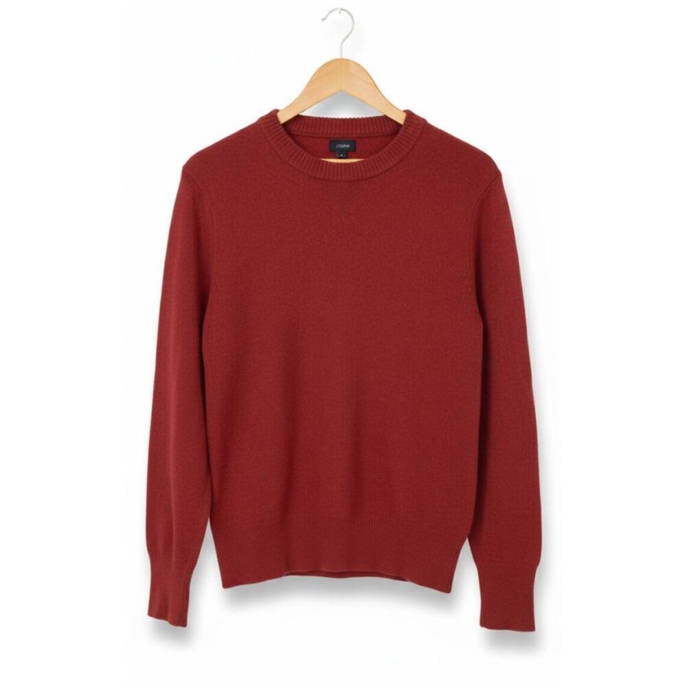 J.crew mens small red crewneck wool sweater classic longsleeve pullover